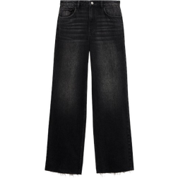 Mango Danila Medium Rise Wideleg Jeans - Black Denim