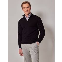 Hawes & Curtis Half Zip Merino Jumper Black