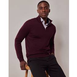 Hawes & Curtis Claret Half Zip Merino Jumper