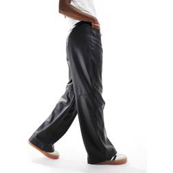 Hera Faux Leather Wide Leg Trouser - Black