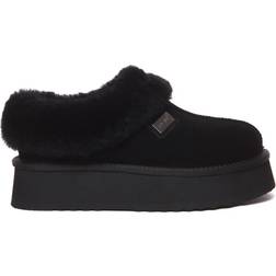 Topknot Leather Slippers - Black