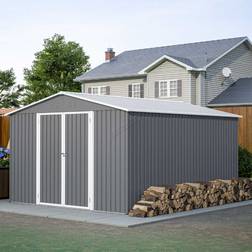 Birchtree Metal Garden Shed 10 x 12 Ft Grey (Building Area )