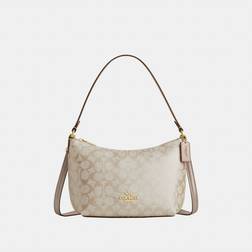 Coach Zip Top Shoulder Bag In Signature Canvas - Gold/Champagne Multi