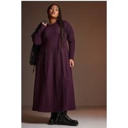 Yours Textured Flared Maxi Dress - Purple