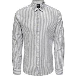 Only & Sons Skjorta Onscaiden LS Stripe Linen Shirt Marinblå