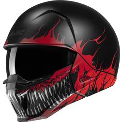 HJC i20 Scraw Jet Helmet, black-red, for Men