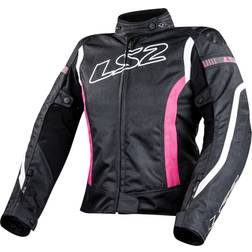 LS2 Gate waterproof Ladies Motorcycle Textile Jacket, black-white-pink, for Women Woman