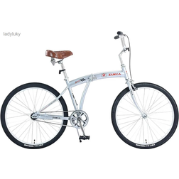 Zukka 26 Inch Folding Bike Beach Cruiser - Silver Unisex