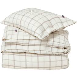 Lexington Checked Cotton Flannel Påslakan Brun, Vit (210x150cm)