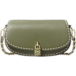 Michael Kors Mila Small Hand Stitched Leather Shoulder Bag - Smokey Olive