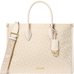 Michael Kors Mirella Medium Metallic Logo Jacquard Tote Bag - Lt Crm Multi