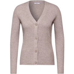 Cecil Ribbed Structure Cardigan - Milky Caramel Melange