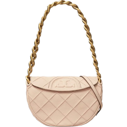 Tory Burch Mini Fleming Soft Polished Grain Crescent Bag - Pink Dawn