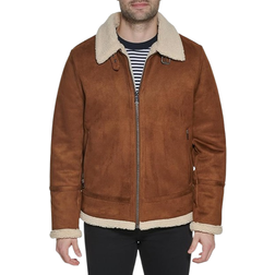 Calvin Klein Men's Bomber Jacket - Shearling Lined Cognac