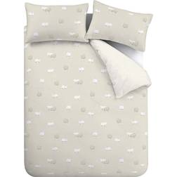 Catherine Lansfield Sheep Påslakan Beige, Vit (200x135cm)