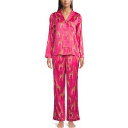 Chelsea Peers Women's Pink Giraffe Button Up Long Set