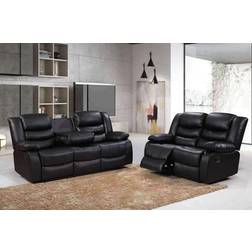 Furniture 786 Roma Black Sofa 191cm 2pcs 5 Seater