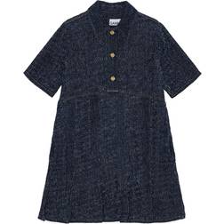 Ganni Fluffy Denim Mini Dress - Dark Blue