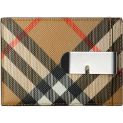 Burberry Check Clip Card Case - Sand