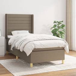 vidaXL Med Madras 90x200 cm Stof Gråbrun Kontinentalseng