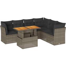 vidaXL 7-tlg Garten-Sofagarnitur mit Kissen Grau Lounge-Set