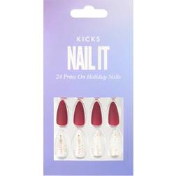 Kicks Beauty Press On Nails Xmas - White/Red