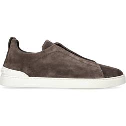 Zegna Suede Triple Stitch Sneakers - Brown