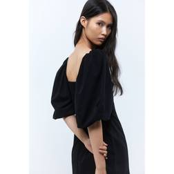 H&M Balloon-sleeved Dress - Black
