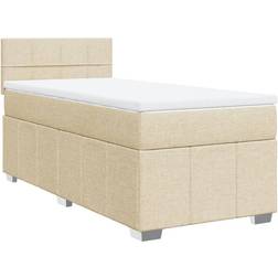 vidaXL Med Madras 90x190 cm Stof Cremefarvet Kontinentalseng