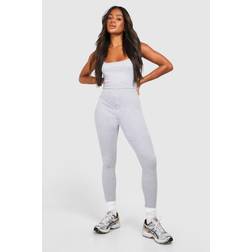 boohoo Womens Cotton Rib Skinny Jumpsuit - Grey