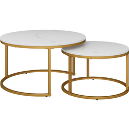 Vicco Montreal White/Gold Coffee Table 77cm 2pcs