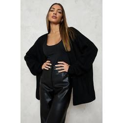 boohoo Oversized Rib Cardigan - Black