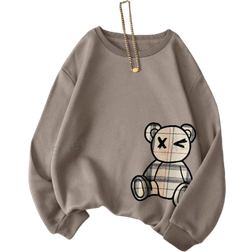 Shein LUNE Women's Bear Printed Round Neck Sweatshirt