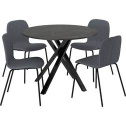 IKEA Mariedamm/Karlpetter Black Marble Bordsgrupp 104.9cm 5st