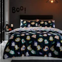 Catherine Lansfield Halloween Ghosts Reversible Duvet Cover Black, White (200x135cm)