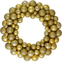 Northlight Vegas Shatterproof Ball Christmas Wreath Gold Decoration 24"