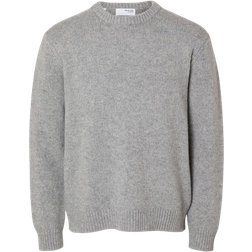 Selected Relaxed Fit Knit Sweater - Light Grey Melange