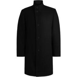 HUGO Wool Blend Coat In a Regular Fit - Black