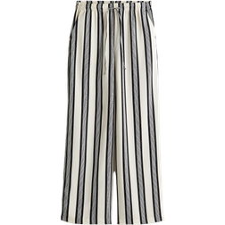 H&M Wide Pull On Trousers - Cream/Striped