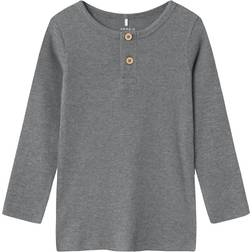 Name It Rib Buttoned Long-Sleeve Top - Mockingbird