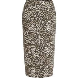 Vila Eeonor Midi Leo Denim Skirt - Leopard