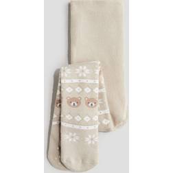 H&M Baby Terry-Lined Tights - Beige/Bears