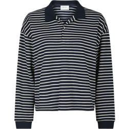 Neo Noir Sara Stripe Polo Blouse - Navy