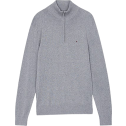 Tommy Hilfiger Essential Cotton Mens Half Zip Mock Sweatshirt Grey