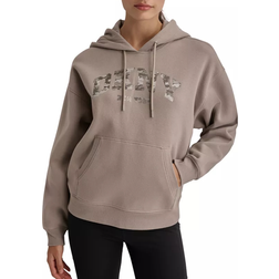 DKNY Women's Varsity Camo Sparkle Logo Sweatshirt - Driftwood