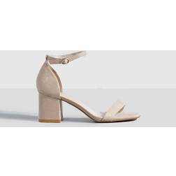 boohoo Low Block Barely There Heels - Beige