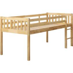 Beliani Cama De Media Altura Con Somier 90 x 200 cm Infantil Madera de Caucho Blanco Peipin 38.6x82.7"