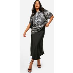 boohoo Womens Petite Satin Midaxi Skirt - Black