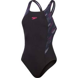 Speedo HyperBoom Splice Muscleback Badeanzug - Schwarz/Rosa