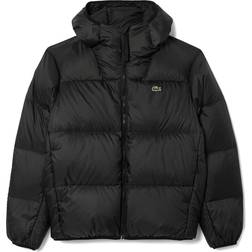 Lacoste Short Water-Repellent Hooded Puffed Jacket - Black